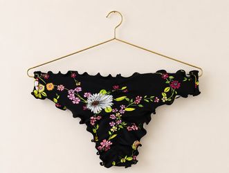 Designer Floral Ruffle Bikini Bottom – Size XS