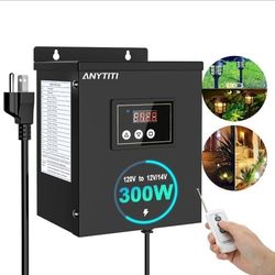 (Brand New in Box) 
Anititi 300W Low Voltage Landscape Transformer,Low Voltage Transformer with Timer,Photocell Sensor and Remote Control, 120V AC to 