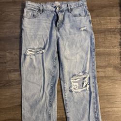 Pacsun Light Wash Distressed Straight Leg Mom Jeans(90s Straight) Size 28