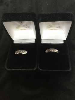 14k White Gold His And Hers Rings With   Diamonds.