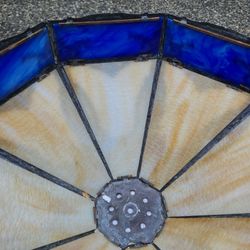 Tiffany Lampshade Blue,Brass Carving, cream marble
