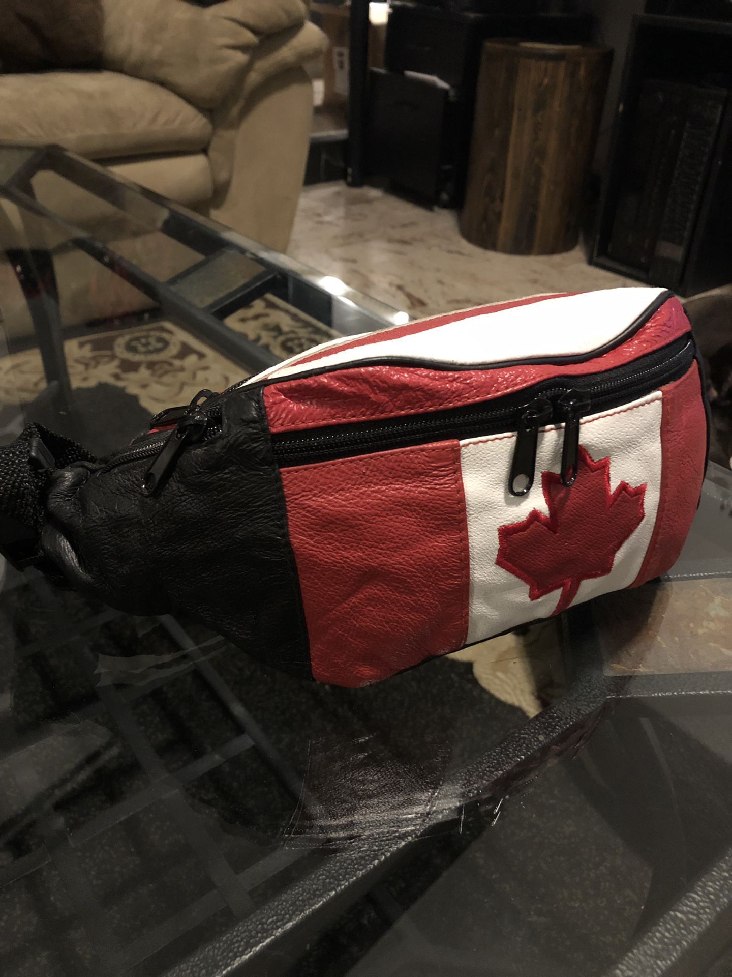 Canada Flag Fanny Pack Waist Bag Leather