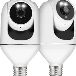 2K Light Bulb Security Camera 2packs 3MP HD Wireless WiFi Indoor Outdoor Home IP Camera E27 360 Degree Panoramic,Motion Detection and Alarm,Two-Way Au