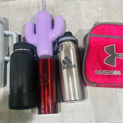 LOT 6 PIECES REUSABLE STARBUCKS RED  COFFEE CUP ADIDAS WATER BOTTLE UNDER ARMOUR LUNCH BIX