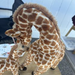 GIRAFFE Mother MAMA & BABY 18" Aurora PLUSH STUFFED TOY Safari Animals FIGURE