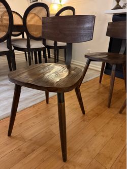 Set of 4 Modern Solid Wood Dining Chairs – Dark Walnut