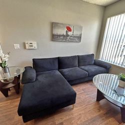 Black Velvet Sectional Sofa With Gold Legs