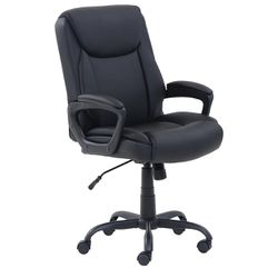 Chair Basics Classic Puresoft PU Padded Mid-Back Office Computer Desk Chair with Armrest, Black