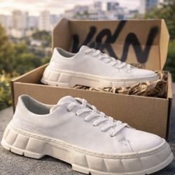 Virón White Low Sneakers – AppleSkin Vegan Leather – Chunky Sole – EU 42 / US 9