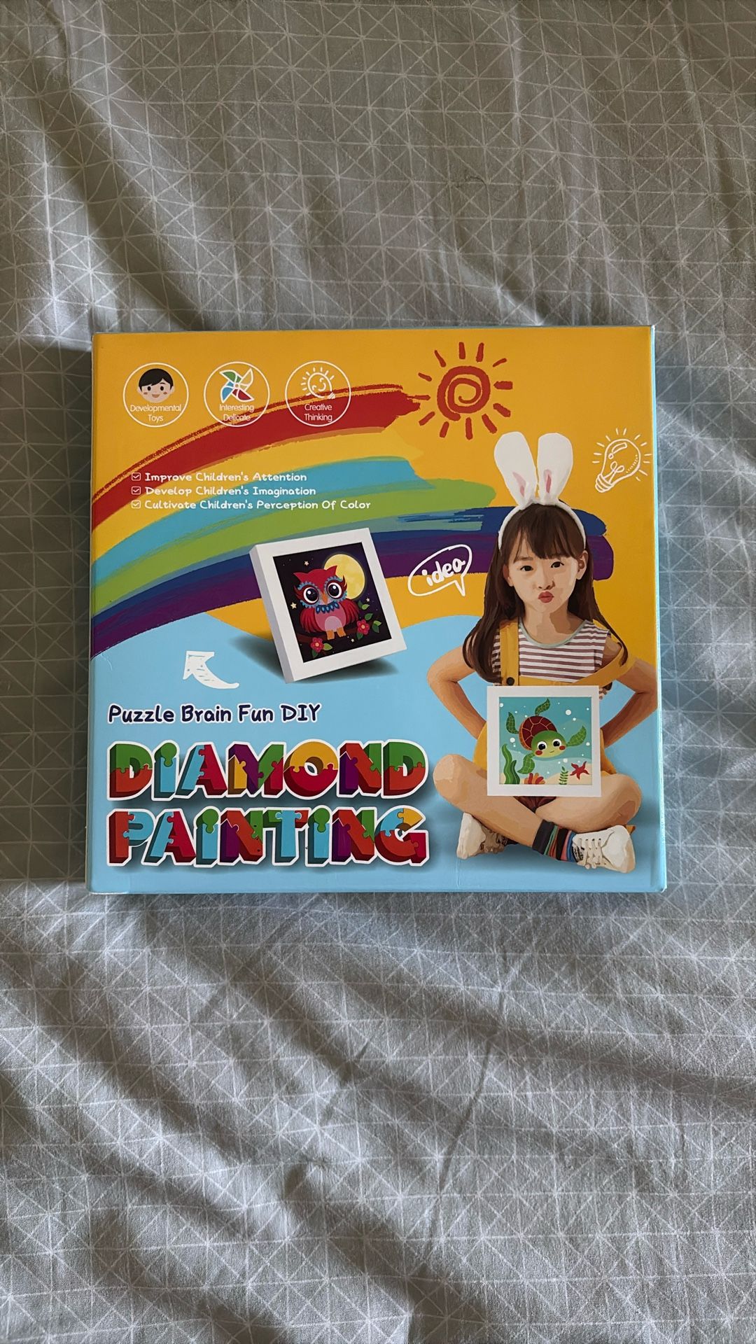 Puzzle Brain Fun DIY Diamond Painting for Kids- Owl and Turtle Design