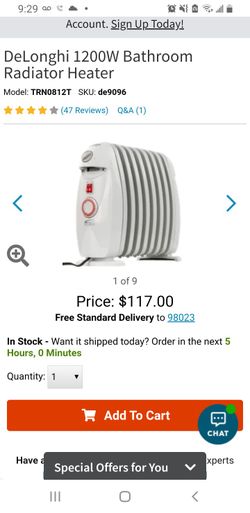 Delonghi Safe Heat Solaris Radiator Heater for Sale in Federal Way, WA -  OfferUp