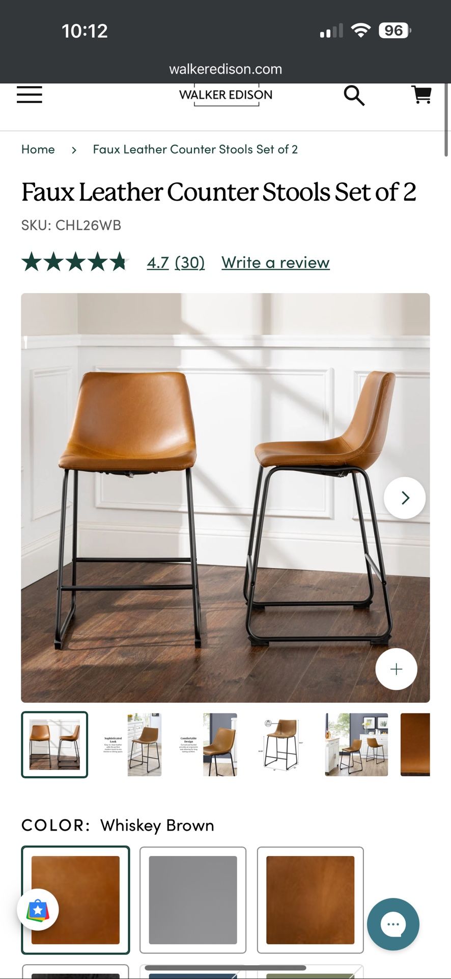 Walker Edison Faux Leather Bar Stools