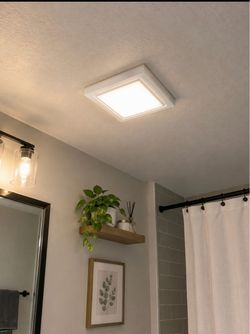 White Square LED Ceiling Exhaust Fan with Light
