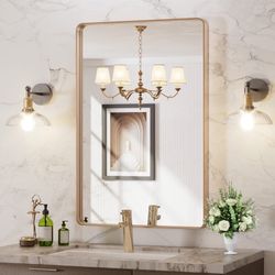 24x36 Inch Gold Framed Wall Mirror 