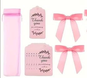 Pink thank you tags with bows