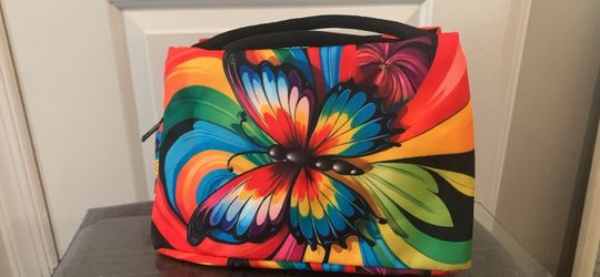 Vibrant Multi-Color Insulated Butterfly Tote Bag