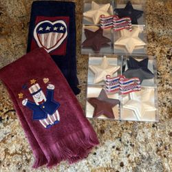 Americana Patriotic NWT Finger Towels And Soap Sets