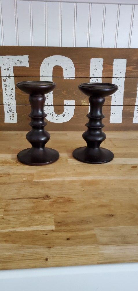 Candle Holders Wood set of 2