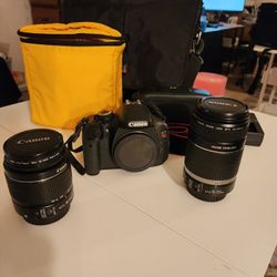 Canon t3i with camera bag 2 lenses