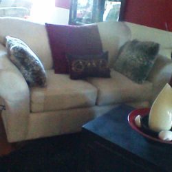 Light Tan Microfiber Couch and Loveseat