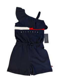 Toddler Girls Signature Flag One Shoulder Romper, Size 4