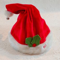 Hallmark Christmas Rockin' Talking Sant Hat Sings And Moves Red.