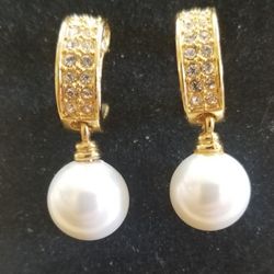 Gold Plated Bead Earrings Pierced 