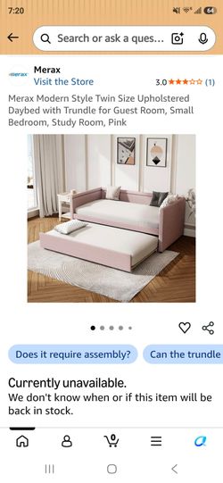 Merax Twin Upholstered Daybed with Trundle, Pink