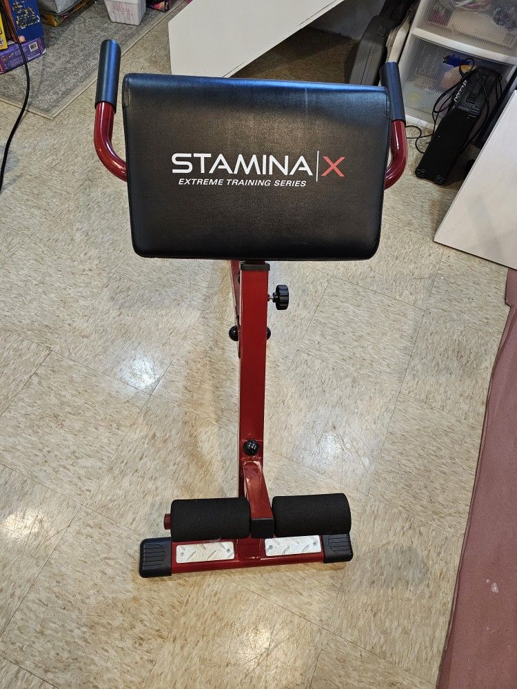 Stamina X Adjustable Ab, Back, and Core Strength Exercise, Sit-Up Fitness Hyperextension Weight Bench for At-Home Workouts