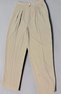 Vintage 90s Jones New York Beige Pleated High-Waisted Trousers