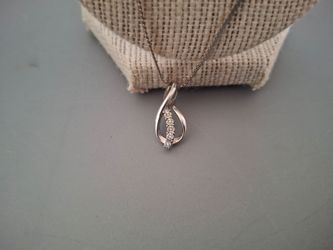 Sterling Silver 925 Diamond Pendant With Silver Necklace
