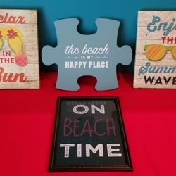 4 Pcs. "BEACH" Themed  Wall Posters 