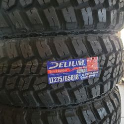 (4) 275/65r18 Delium M/T Tires 275 65 18 Inch MT 10-ply LT E Rated 