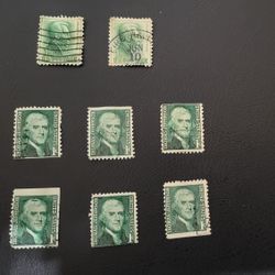 Vintage Andrew Jackson And Thomas Jefferson 1cent Stamps