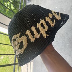 Supreme Black Straw Bucket Hat
