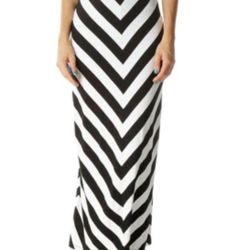 White House Black Market White Black Chevron Maxi Skirt