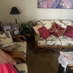 Rattan Loveseat and 2 Chairs 