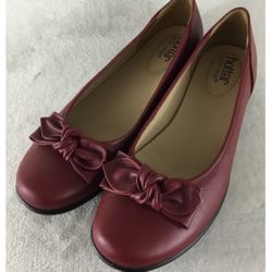 Hotter Comfort Concept Jewel Shoes Womens 11 Red Slip On Loafers Bow Flats