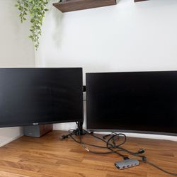 Asus And Samsung Monitor With Stand 