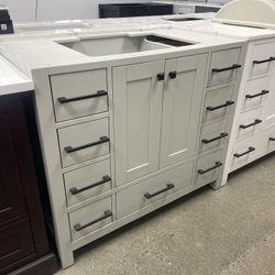 Bathroom vanity cabinet 42” solid mango Quartz top with sink and backsplash 