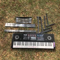 RockJam 61 Key Keyboard Piano With Touch Display Kit, Keyboard Stand, Piano  Bench, Simply Piano App & Keynote Stickers for Sale in Miramar, FL - OfferUp