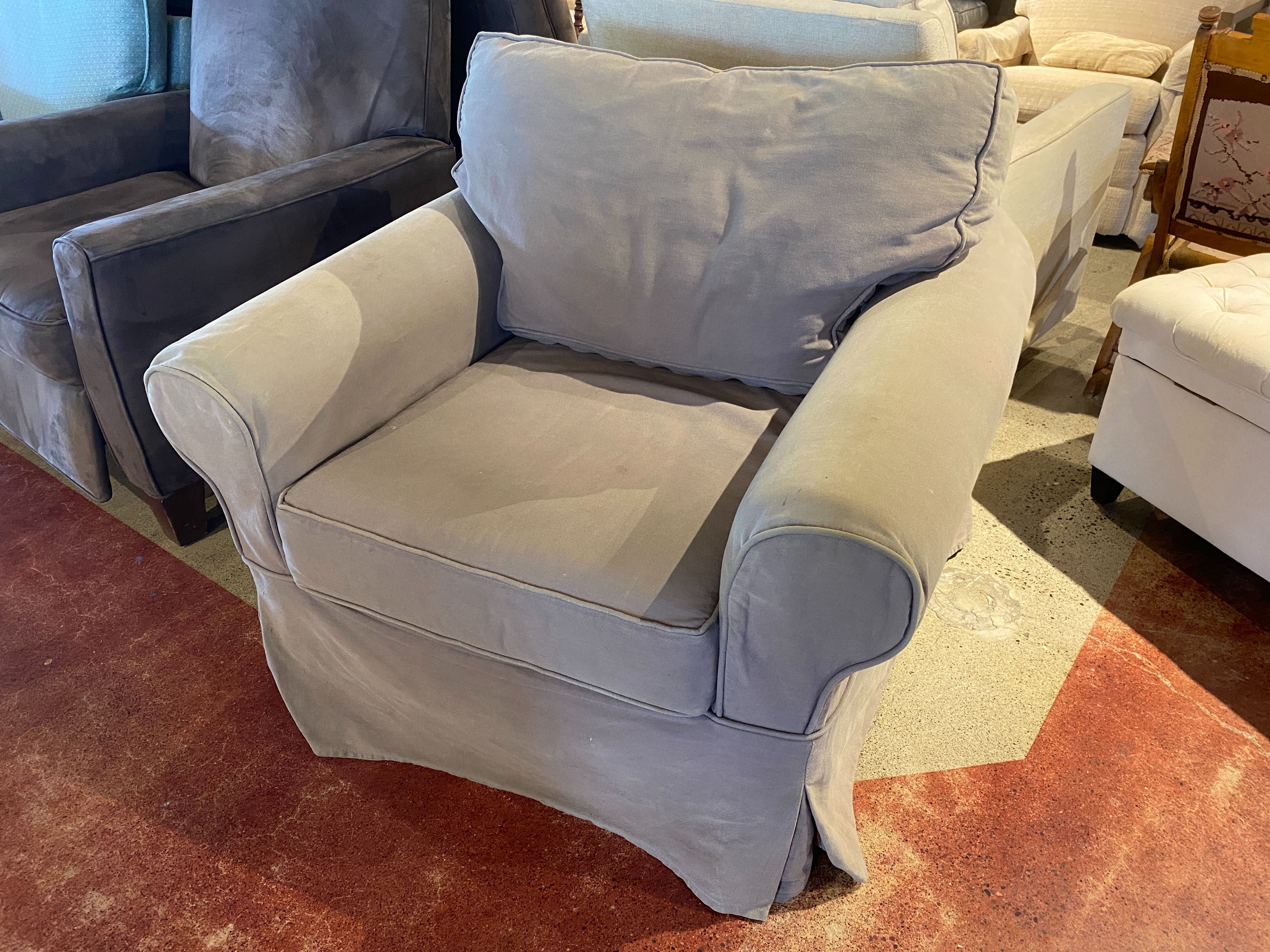 POTTERY BARN Armchair with Light Grey Slipcovered