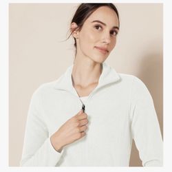 Women's Classic-Fit Full-Zip Polar Soft Fleece Jacket – Size XS (Ivory) – New Without Tags
