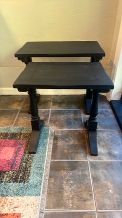 Black Wood Nesting Tables Set of 2
