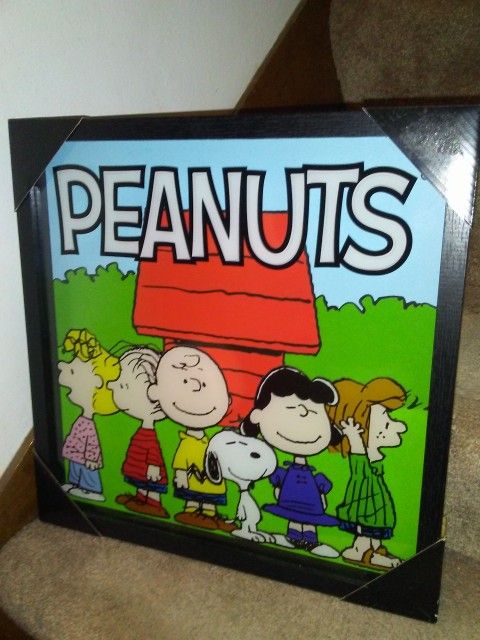 Snoopy Peanuts Gang Wall Framed Picture! Reverse Glass Picture! BrandÂ