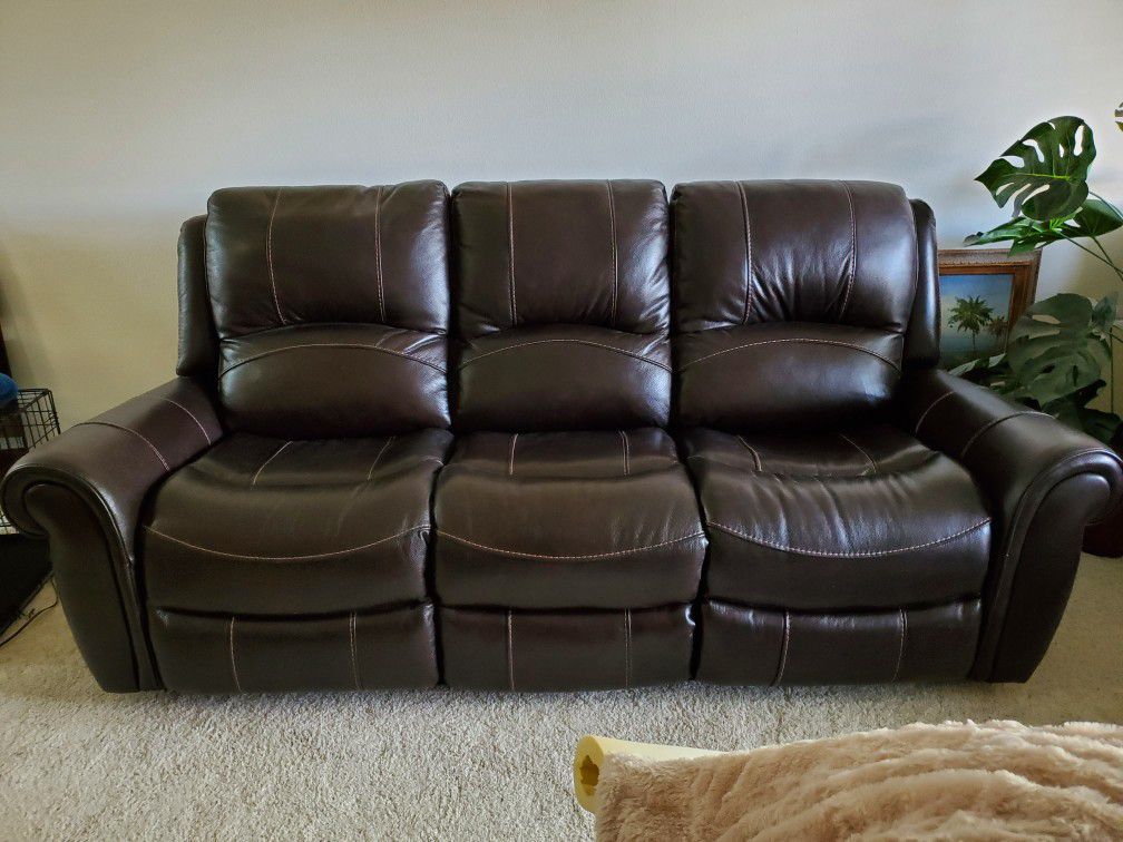 Leather Electric Reclining Sofa 