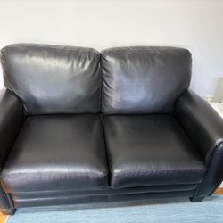 Black Leather Couch & Loveseat Set