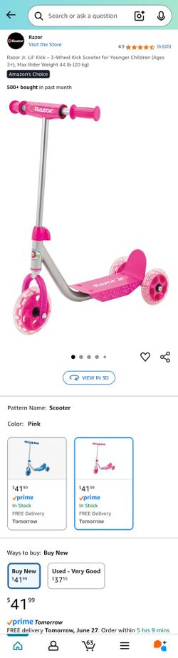 Pink Razor Scooter For Girls Kids Ages 3 - 7