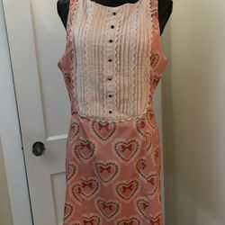 Pink Heart Patterned Sleeveless Dress by Kimchi Blue