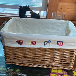 Wicker storage/toy basket With With Sports Embroidery